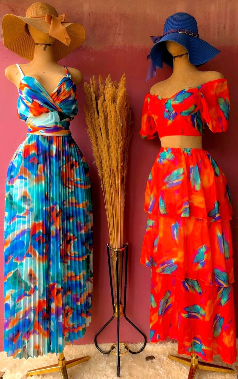 Robes longues plissées multicolores pour Femmes
